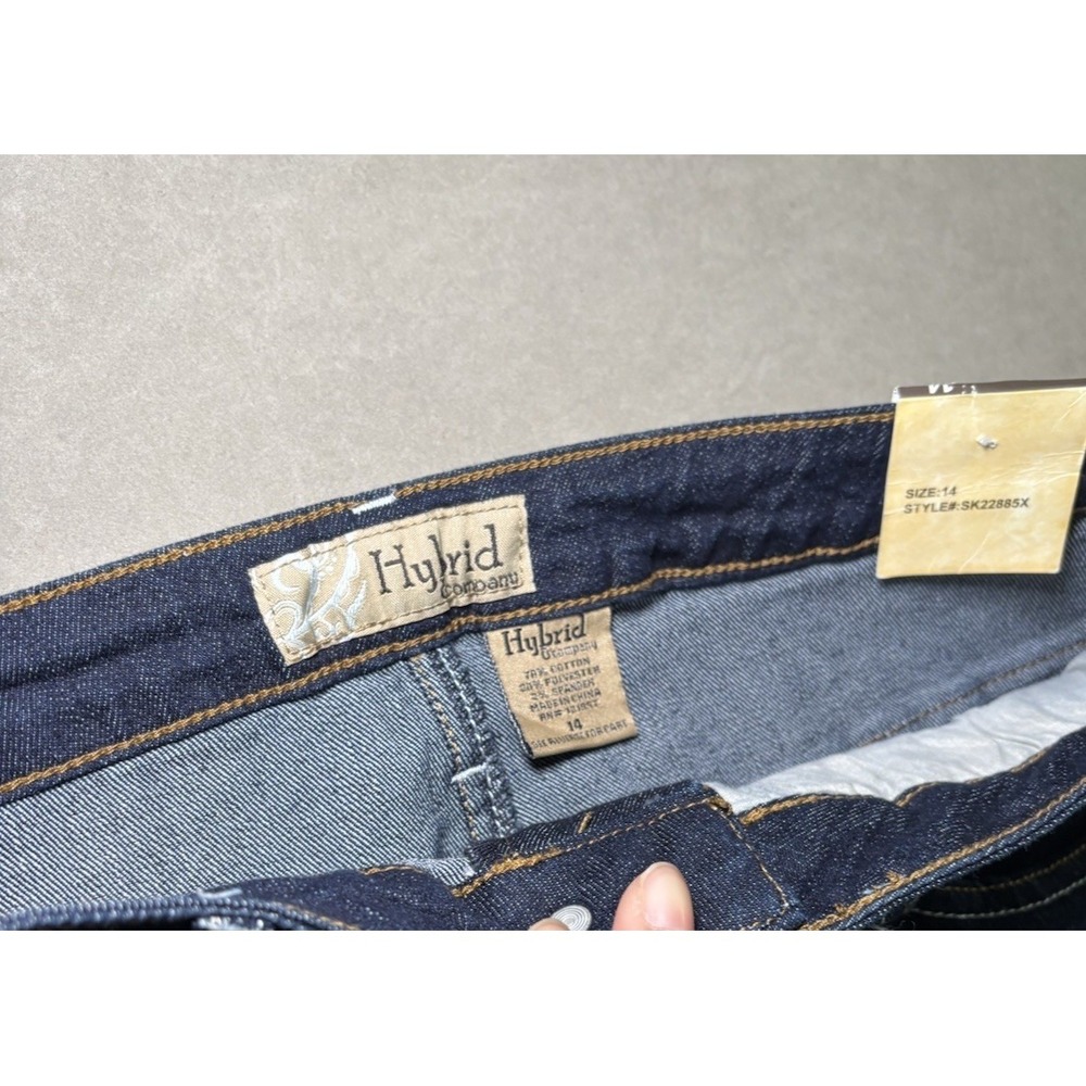 NWT Hybrid & Company Denim Pencil Skirt Size 14 Dark Wash Stretch - Picture 2 of 8